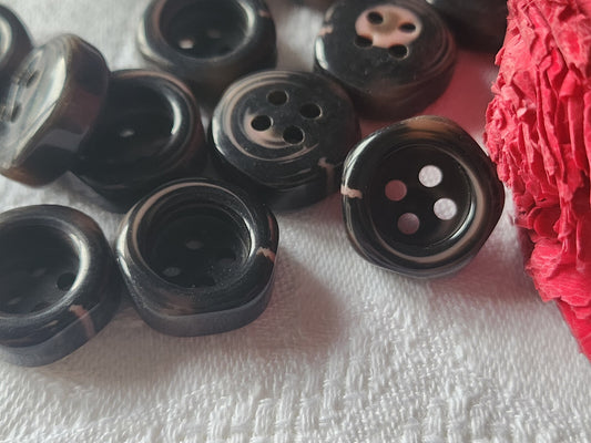 Lot 14  boutons vintage marron veine rose 1,7  cm trou ref 4742