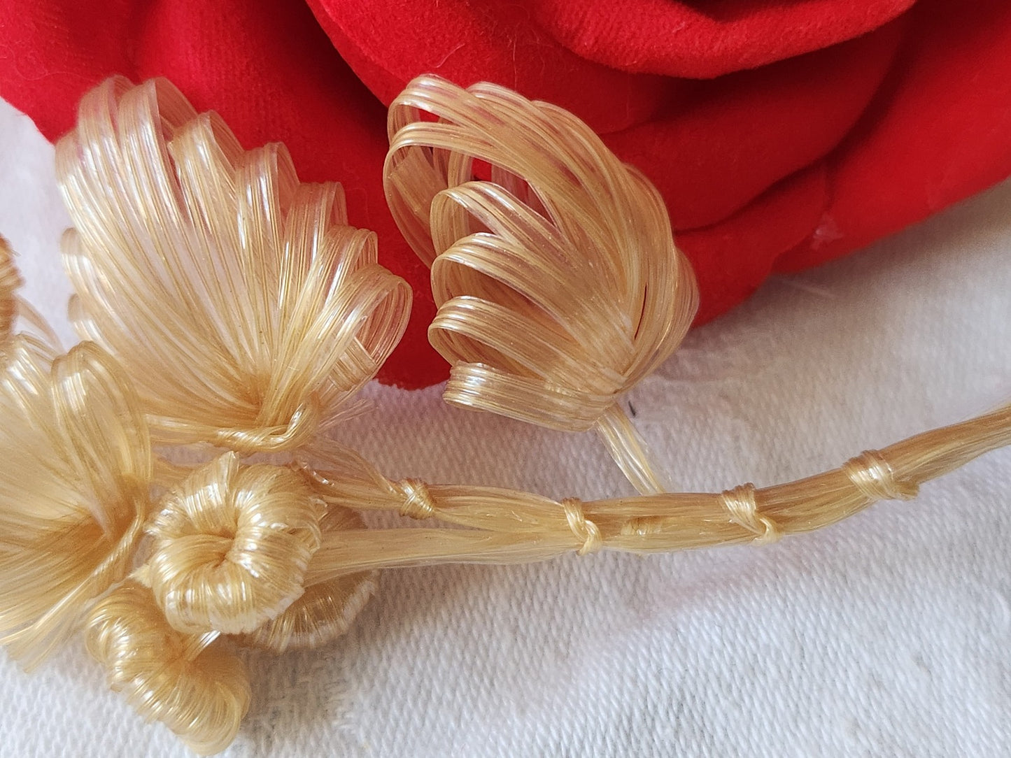 Petit bouquet ancien beige original fait main modiste chapeau vintage T0-28