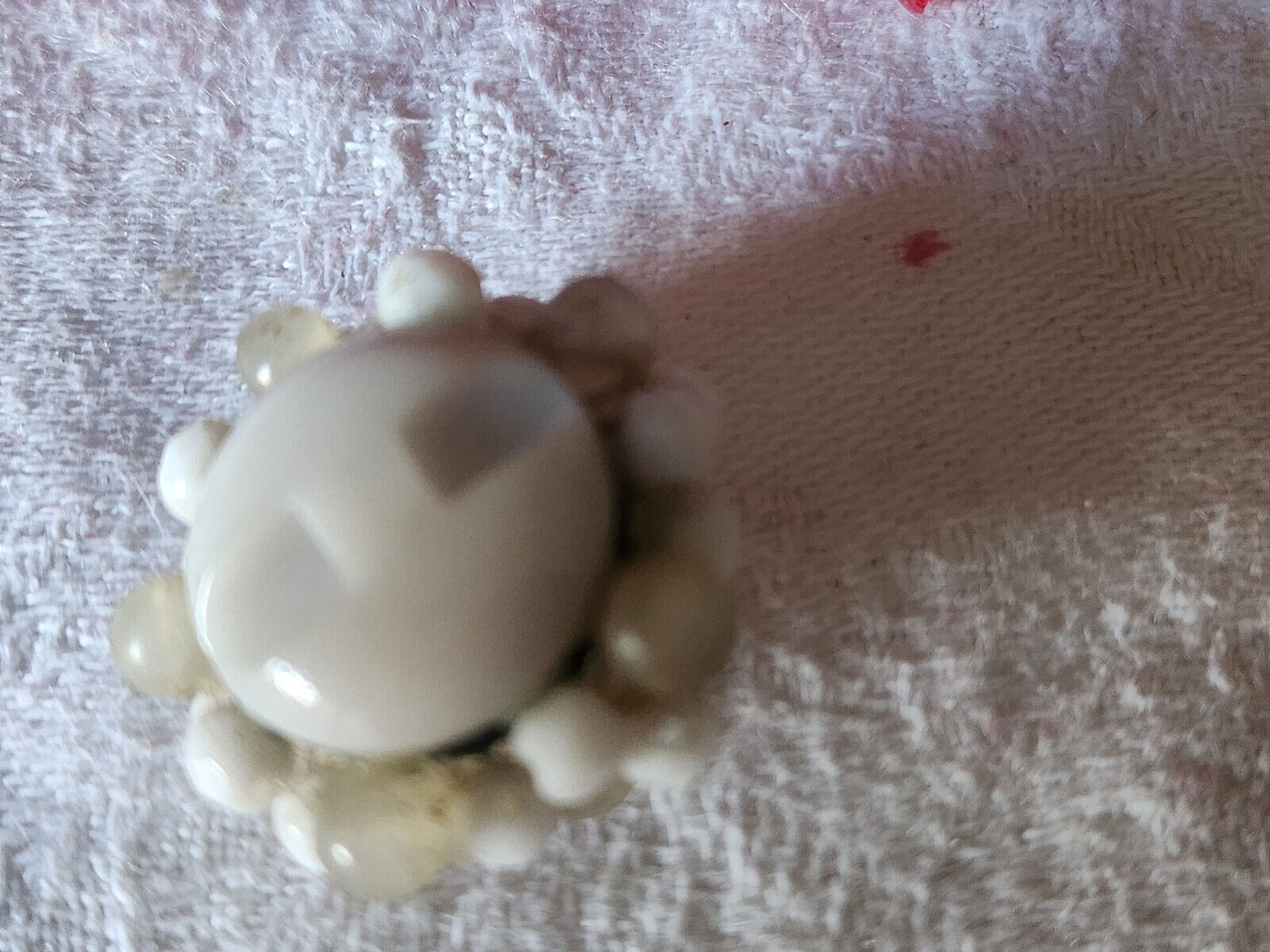 Bouton vintage  torsade perle en verre bijoux parurier 2,5 cm G7K