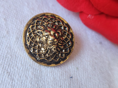 Bouton vintage tete de lion en métal pied versace ??? 2 cm D3D