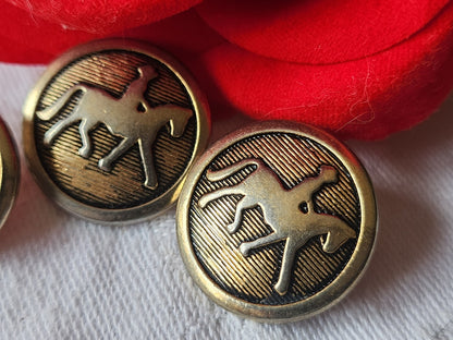 Trio boutons vintage en métal doré cheval à pied  2 cm G17P