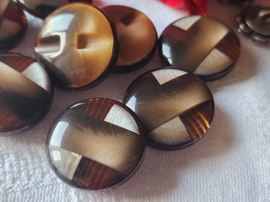 Lot 6 superbe boutons vintage marron  incluson nacré gris pied 2,2 cm ref 2141