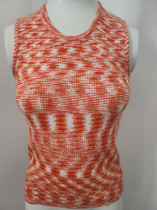 Pur vintage debardeur orange blanc extensible taille 36 ref port