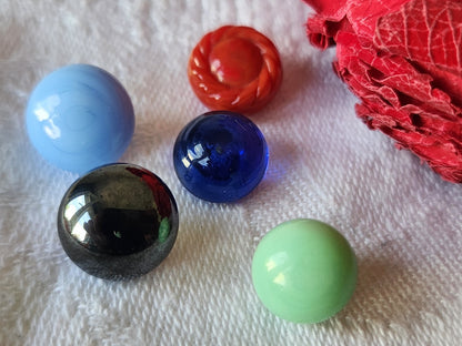 Lot 5 boutons anciens en verre grelot couleur 1 à 1,2 cm G14Q