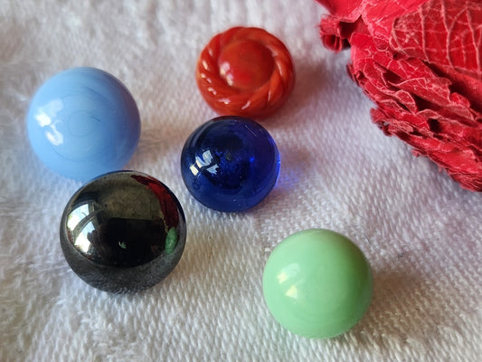 Lot 5 boutons anciens en verre grelot couleur 1 à 1,2 cm G14Q