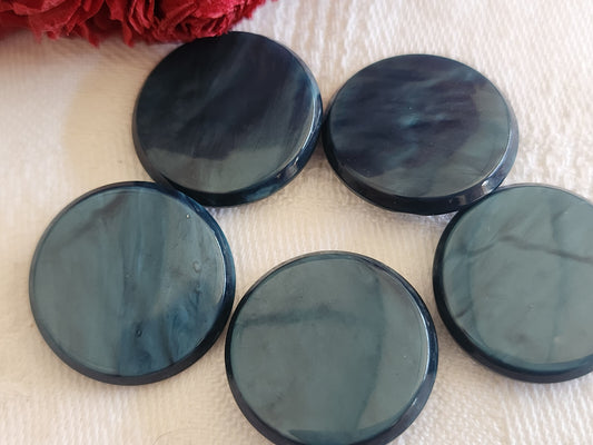Lot 5 boutons vintage bleu maarbré pied 2 cm ref 768
