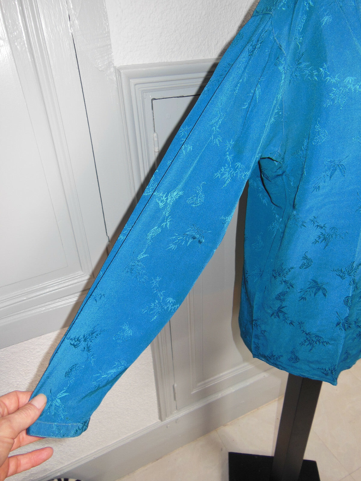Pur vintage haut tunique Cacharel bleu paon lumineux 40/42? ref PORT