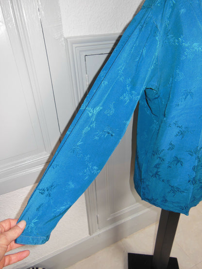 Pur vintage haut tunique Cacharel bleu paon lumineux 40/42? ref PORT