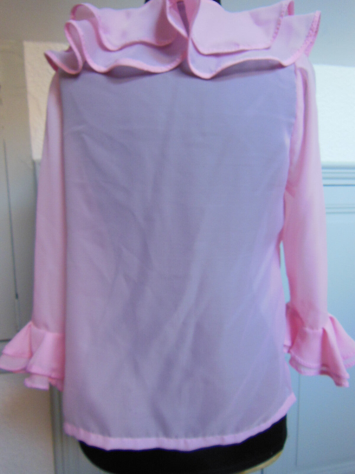 Pur vintage ancien haut voilage rose froufrous 40? ref PORT