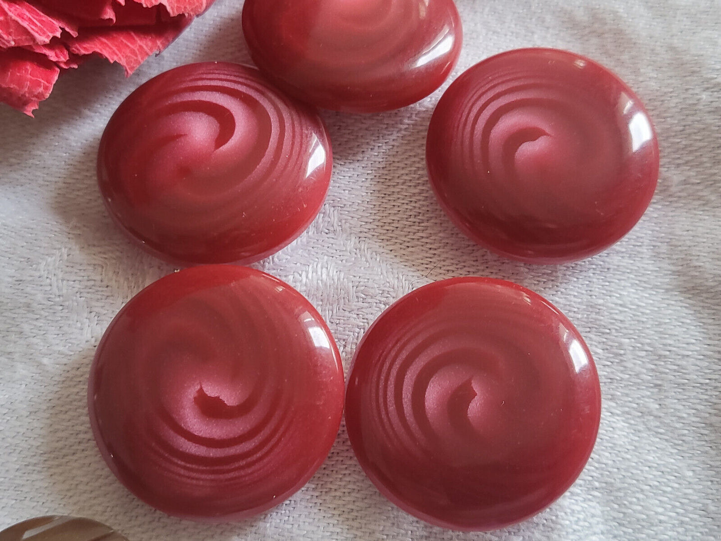 lot 5 boutons vintage Framboise camaieu veiné à pied 2,2 cm ref 2965