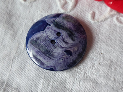 Enorme bouton vintage en nacre bleu incurvé 3,6 cm G14S
