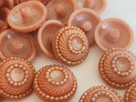 Lot 6 boutons vintage à pied perlé orange superbe 2,3 cm ou 23 mm ref 6282 **