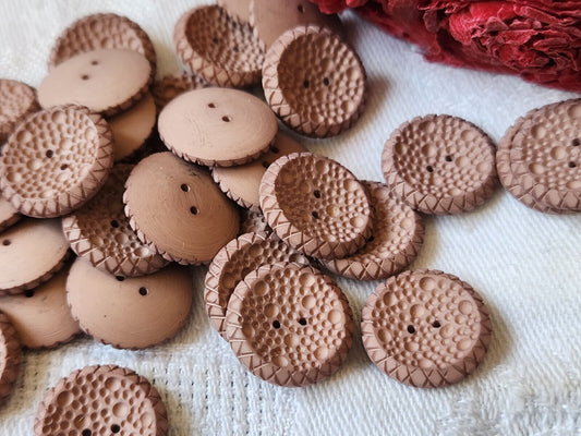 Lot 15 boutons vintage  rose alveole dentelle relief 1,5 cm ref 3034