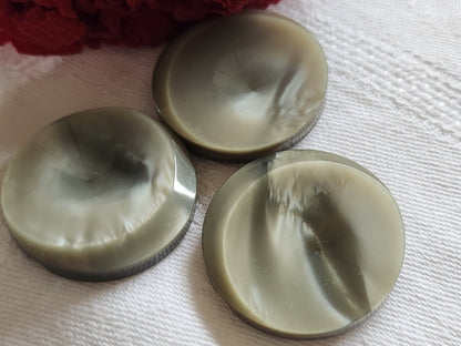 Trio gros boutons vintage gris laiteux pied 3 cm ref 5261