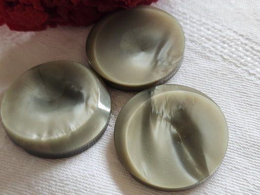Trio gros boutons vintage gris laiteux pied 3 cm ref 5261