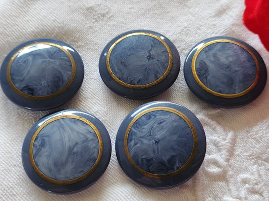 Lot 5 gros boutons vintage bleu jolis pied 2,7 cm ref 2193