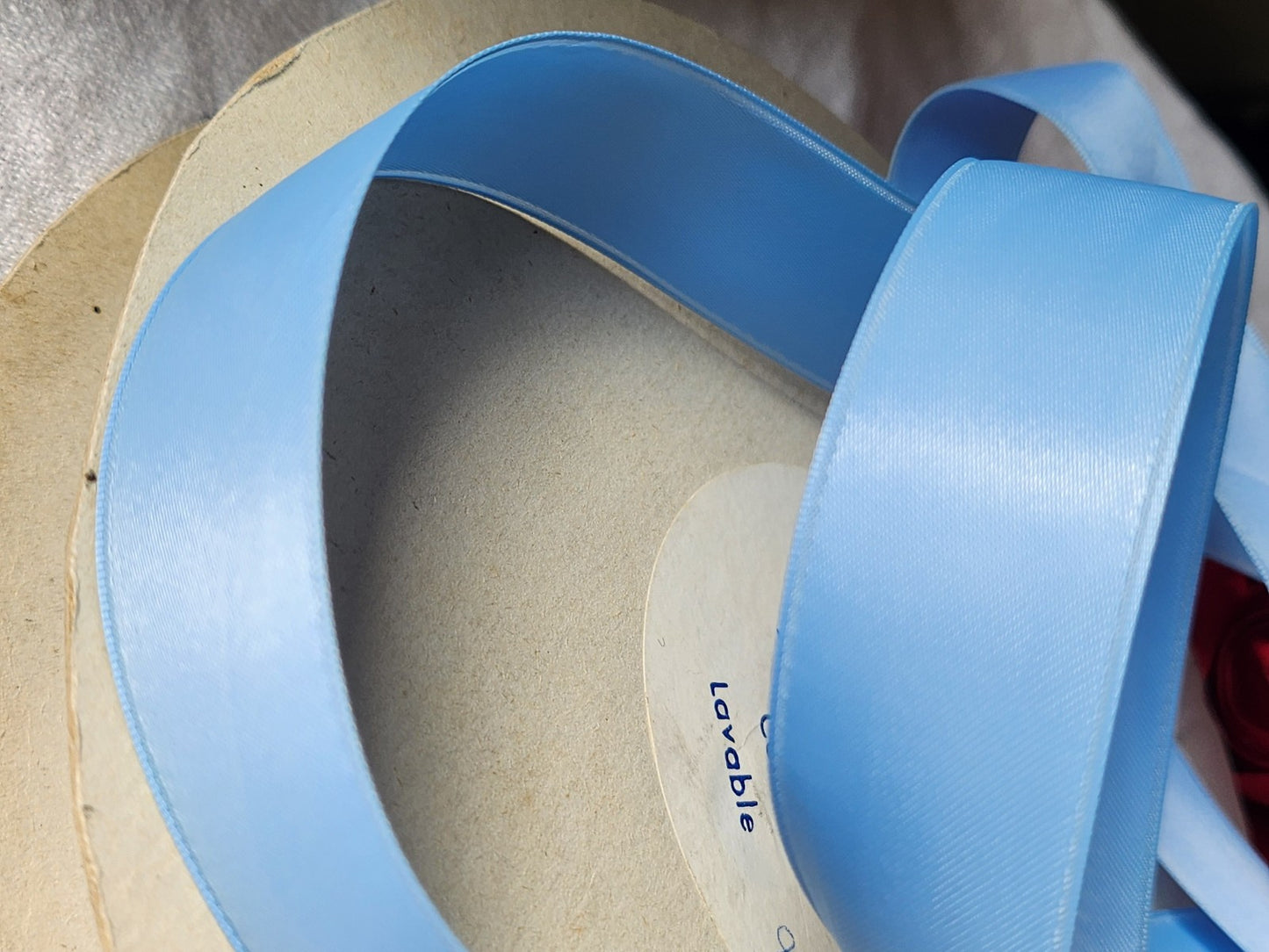 Ruban ancien polyamide vintage bleu nylon 5 mètre sur 2,5 cm mercerie B5 n°25