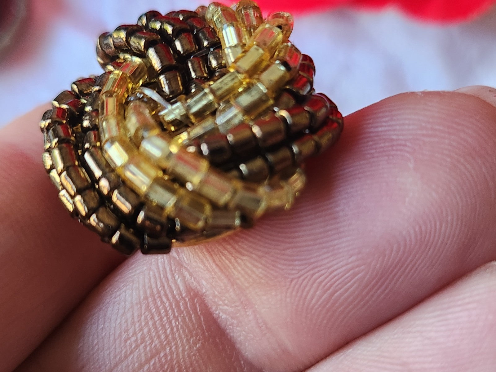 Bouton vintage en métal torsade de perle bijoux parurier 2,5 cm G2L