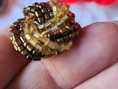 Bouton vintage en métal torsade de perle bijoux parurier 2,5 cm G2L