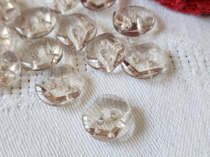 Lot  13 boutons vintage transparent plastique petits trous  1,3 cm ref 3043