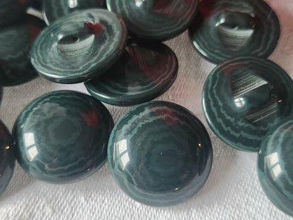 Lot 6 boutons vintage bombé vert camaieu  pied veiné 2,2 cm ref 1252