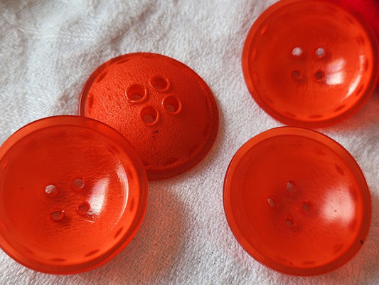 Lot 4 gros boutons vintage rouge incurvé 3,5 cm ref 429