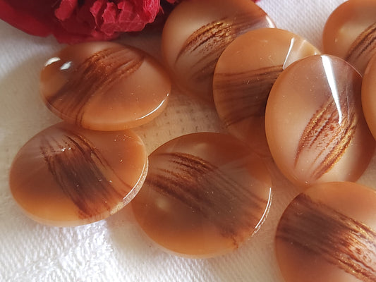 Lot 6 boutons vintage marron scintillant paillette  pied 2,2 cm ref 5239