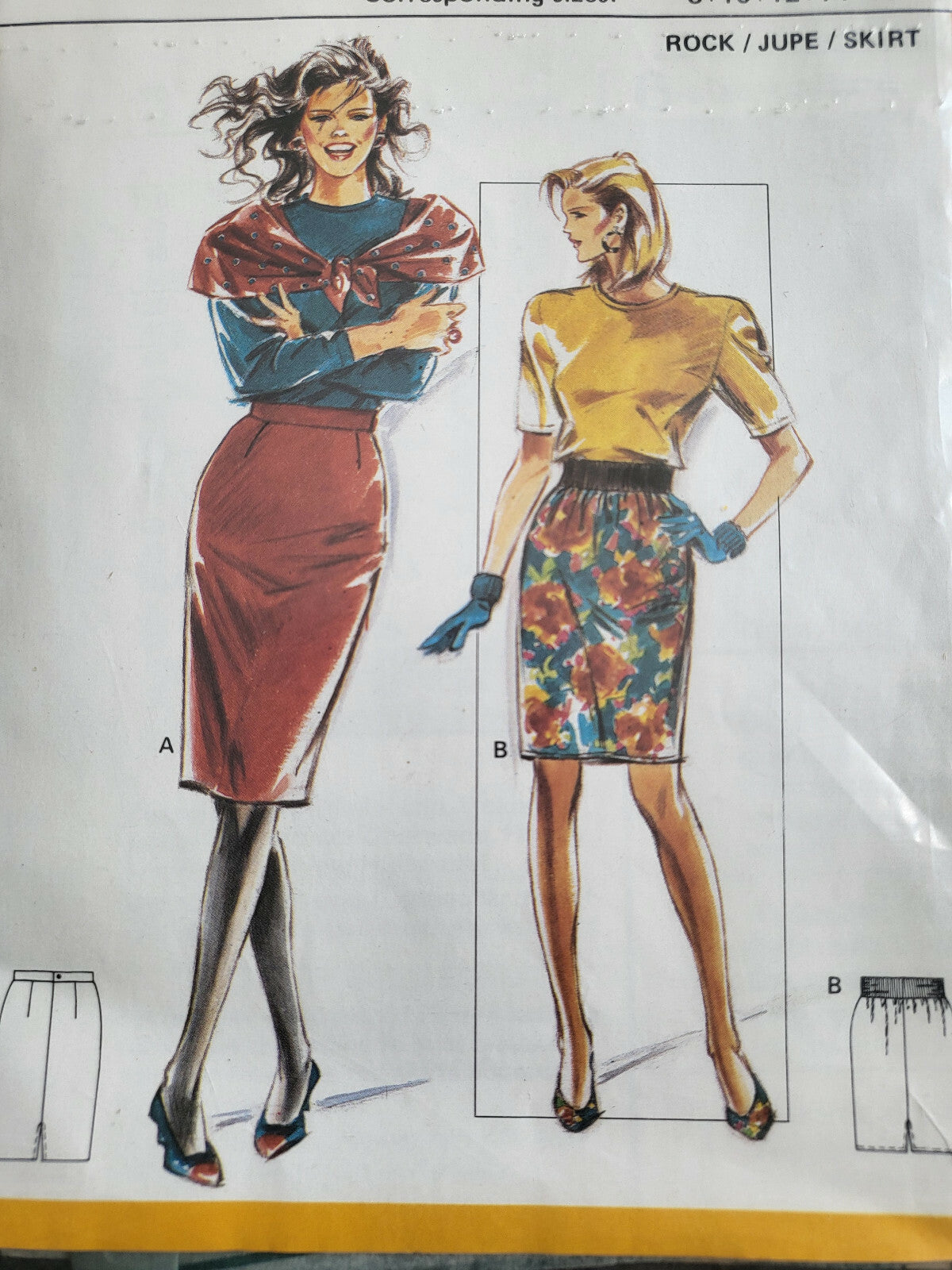 Patron année 80 Burda jupe rock skirt taille 34 36 38 40 42 44 