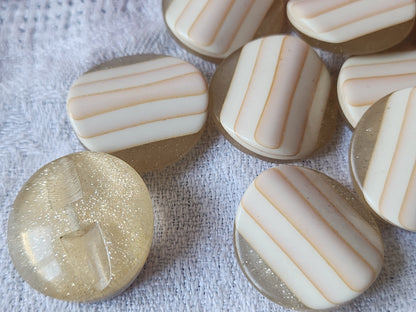 Lot 6 boutons vintage creme paillette doré pied 2,2 cm ref 5687