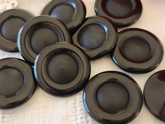 Lot 5 gros  boutons vintage noir mat lumineux à pied  3 cm 30 mm ref 6540