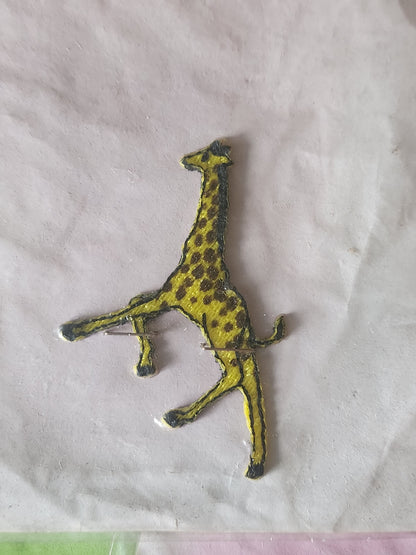 lot 3 anciens patch vintage thermocollant "girafe" broderie customisation 