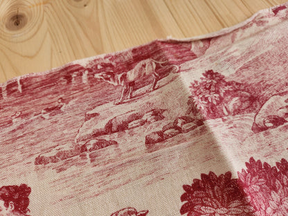 Ancien coupon de tissu toile de jouy "le printemps " d'aprés Boucher petit B6