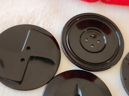 Lot 4 gros boutons anciens art deco noir 3,5 cm ref 6676