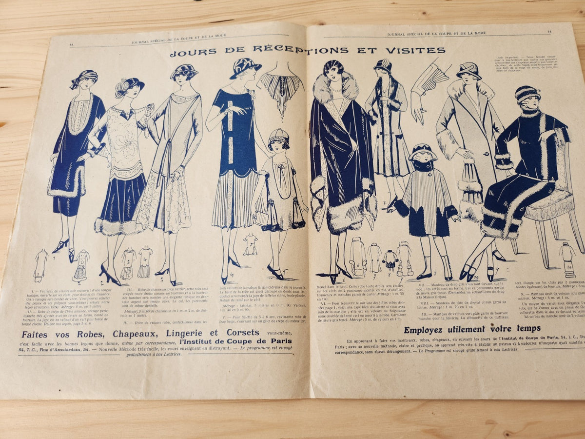Journal de l'institut de coupe de paris année folle mode  Janvier 1926 patron