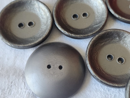 Lot 7 énormes  boutons vintage gris argenté 4 cm manteau ref 504