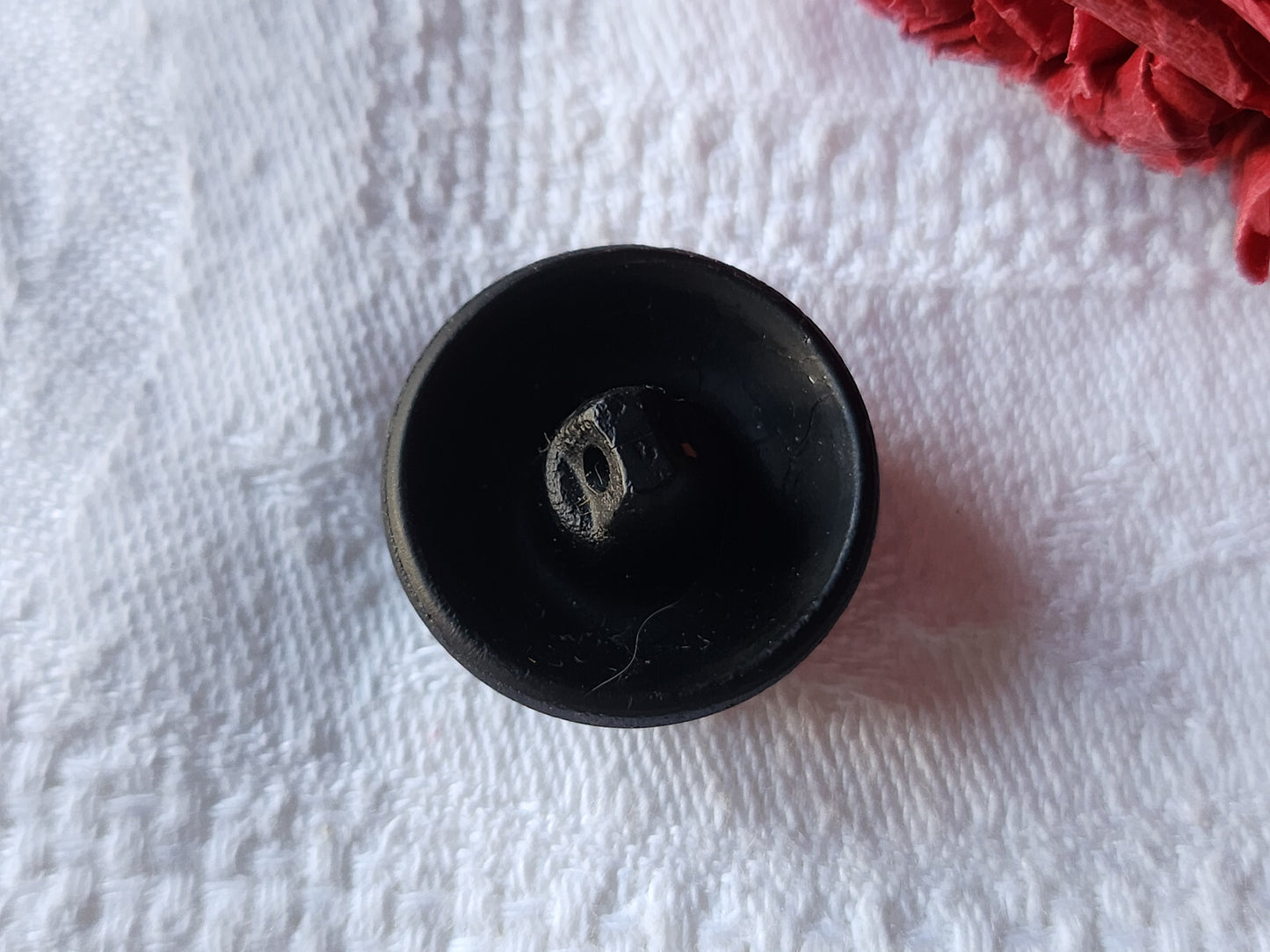 Gros bouton ancien en verre noir contraste mat lumineux 2,2 cm D9C