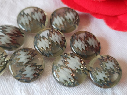 Lot 9boutons vintage gris inclusion  à pied jolis 1,4 cm petits ref 1581