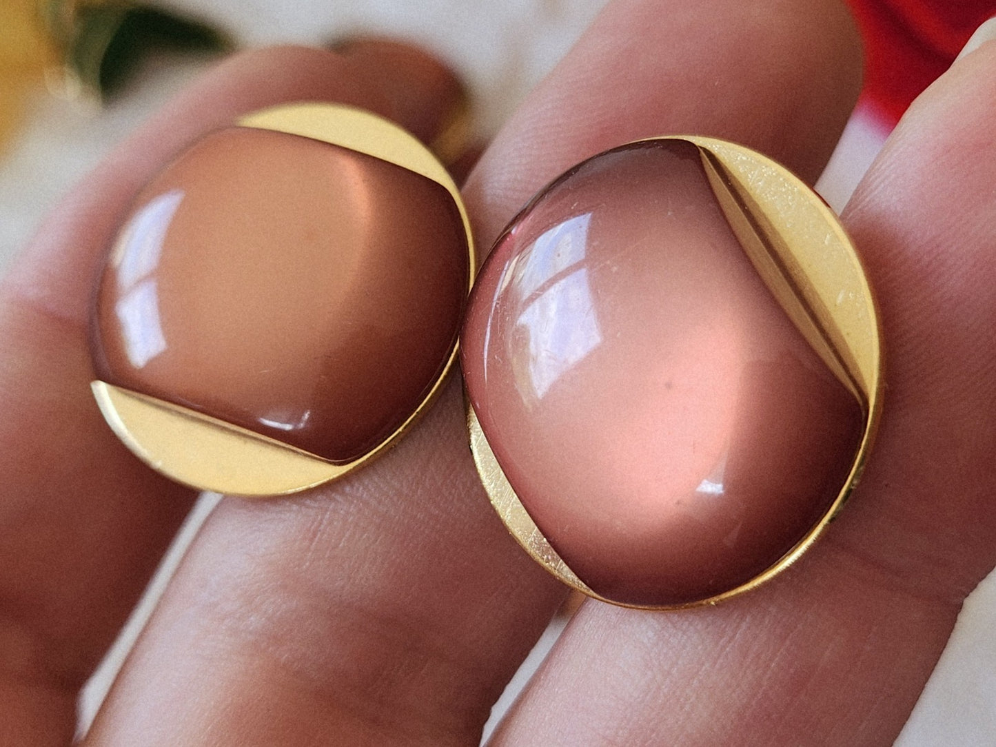 Lot 6 gros boutons vintage rosé  pied  2,5 cm ref 3893