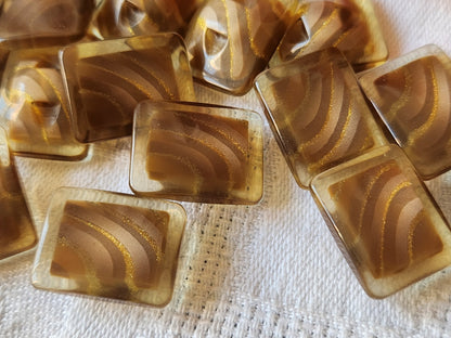 Lot 10 boutons vintage marron inclusion 1,4  sur 1,7 cm ref 5080