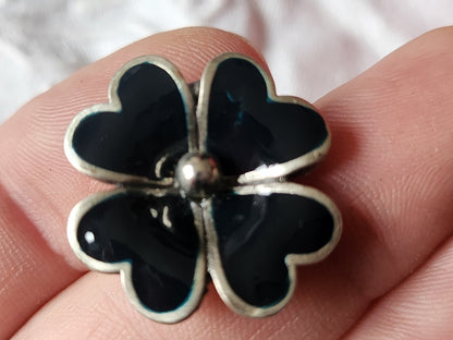 Superbe bouton vintage en métal bleu fleur pied 2,3 cm volume G18A