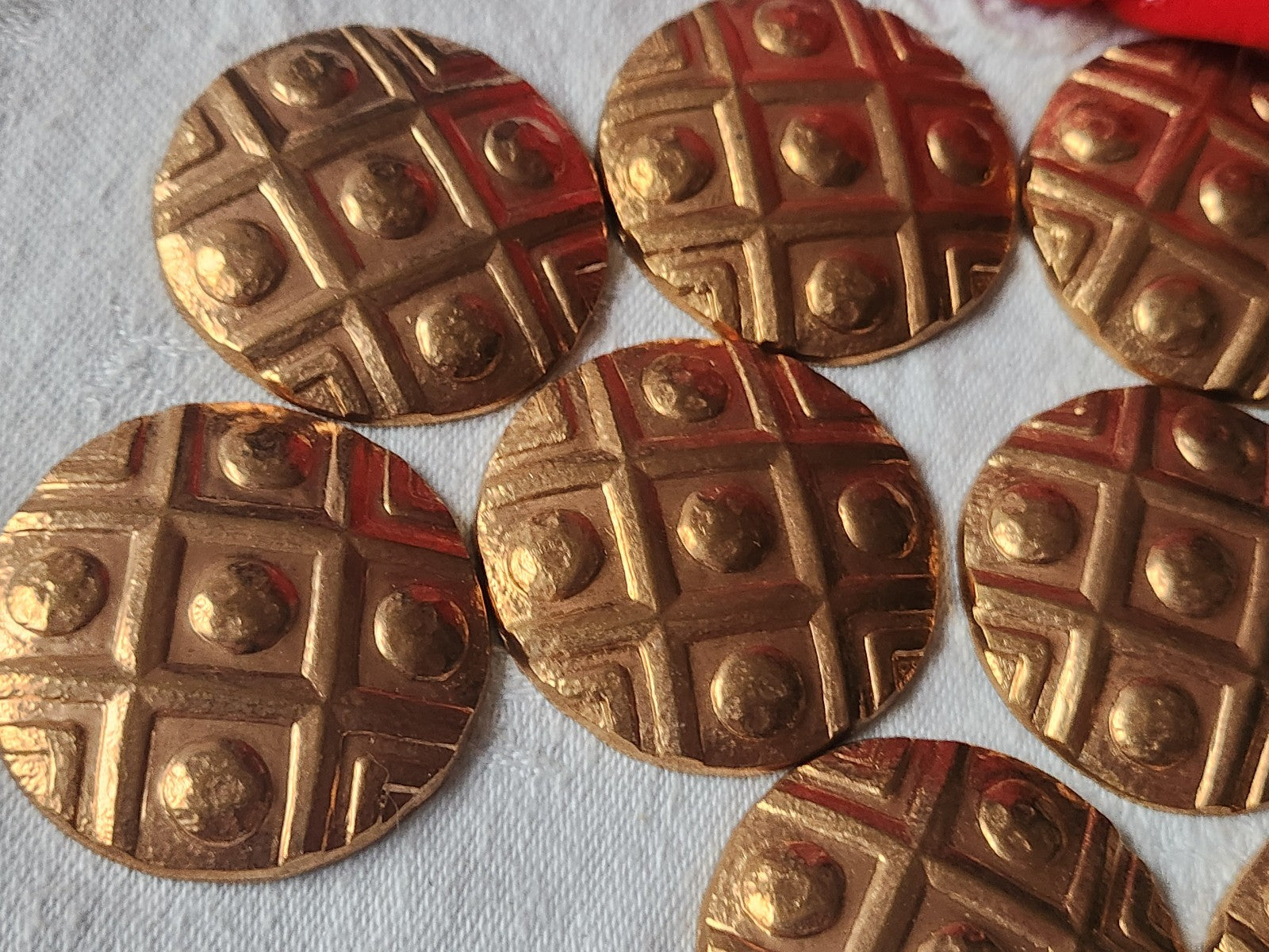lot 10 gros ornements anciens en cuivre style cabochon pendant année 50 ref 3424