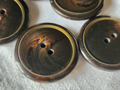 Lot 5 enormes  boutons vintage marron doré 3,3 cm ref 6008