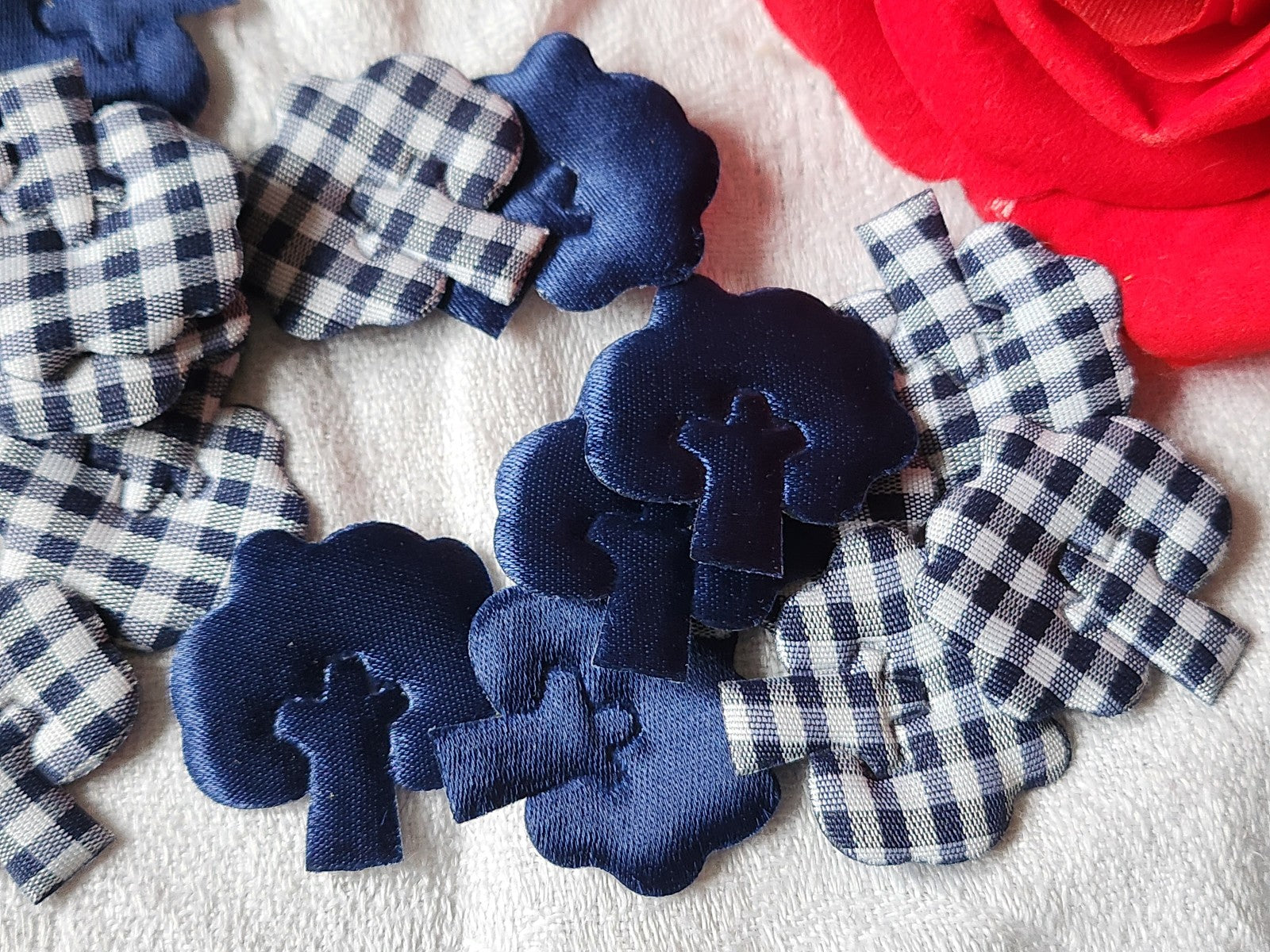 Lot  20 arbres bleu carreau année 80/90  tissu jaune moutarde embellissement T2