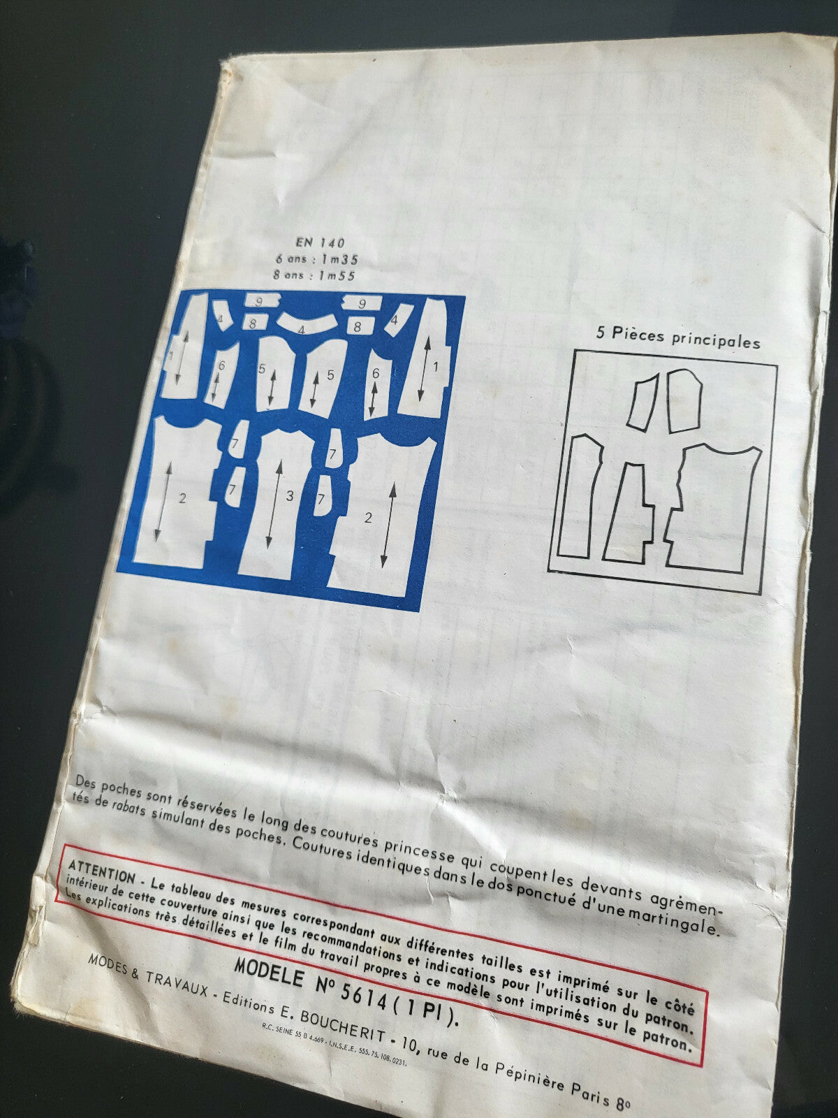 Patron vintage immédiat manteau lainage  6 /8 ans fillette enfant modes travaux