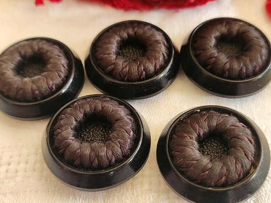 Lot 5 boutons anciens vintage passementerie marron 2,7 cm ref 149