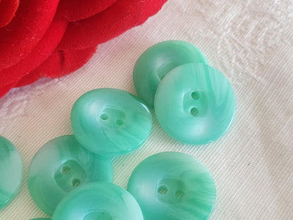 Lot 9 boutons vintage trous vert d'eau bleu 1,8 cm ou 18 mm ref  6257