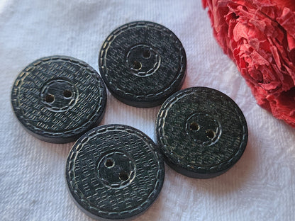 Lot 4 boutons anciens en bois vert 2,1 cm ref 5320