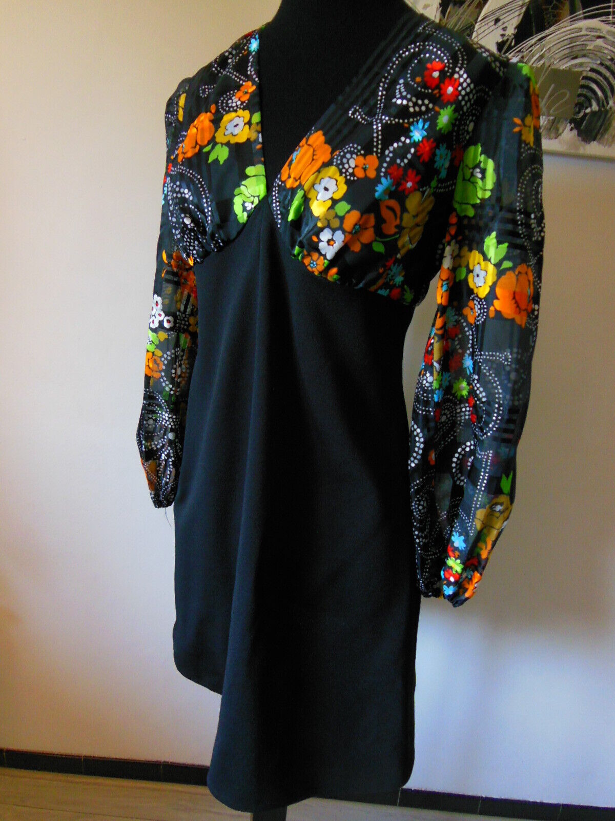 Pur vintage robe ancienne noire élégante taille 40? B1