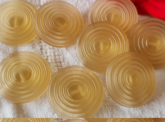 Lot 6 gros boutons vintage jaune mat 2,6 cm pied ref 5990 **