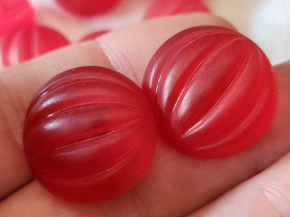 Lot 6 gros boutons vintage rouge mat bombé pied 2,3 cm ref 3153